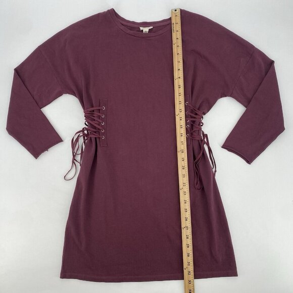 Silence + Noise Size Small Lace-Up Side Corset T-Shirt Dress Wine NWT - Picture 11 of 15